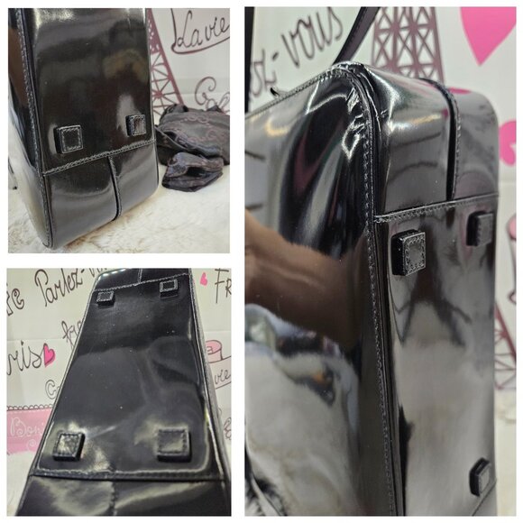 Gucci Black Patent Leather Bamboo Handle 2-Way Bag - Picture 8 of 16